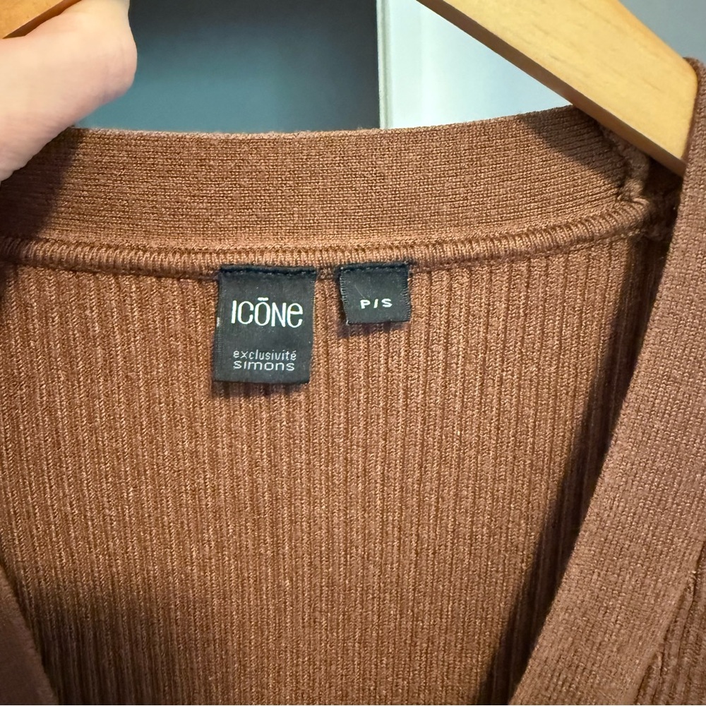 Simons Brown Ribbed Knit Top - Picture 3 of 4